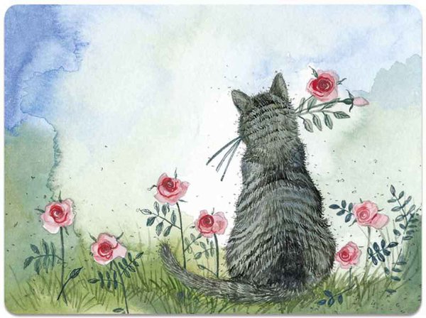 Alex Clark Platzset "Cat & Roses", Katze und Rosen