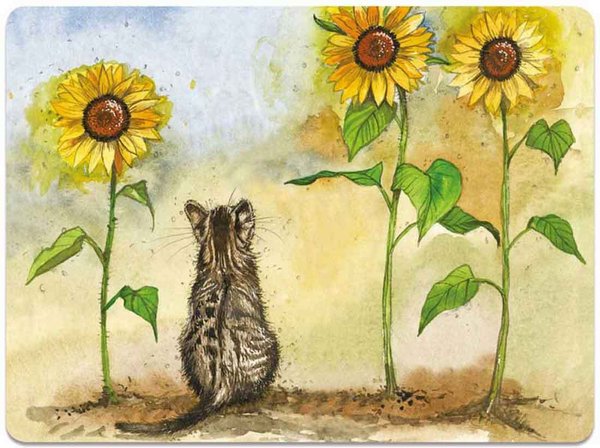 Alex Clark Platzset "Cat & Sunflowers", Katze mit Sonnenblumen