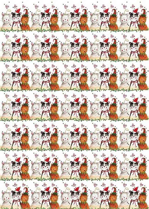 Alex Clark 2x Geschenkpapier Weihnachten Christmas Cats - 50 x 70 cm + Anhänger