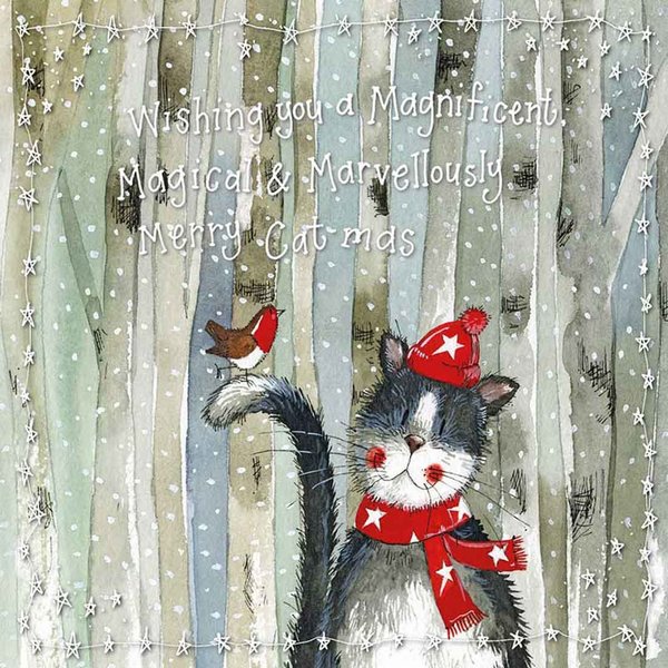 Alex Clark Weihnachtskarte Katze "Purrfect Christmas"