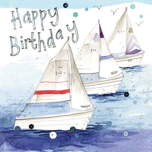 Alex Clark maritime Geburtstag Karte mit Segelbooten Happy Birthday