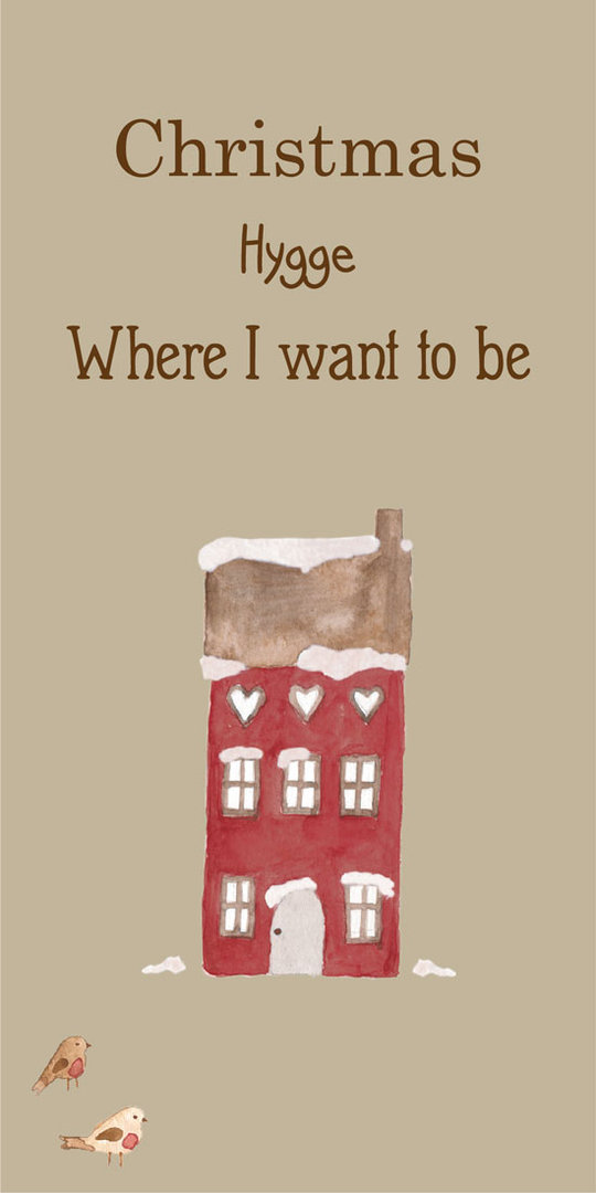 IB Laursen Papierserviette mit rotem Haus Christmas Hygge, 40 x 40 cm, 16 Stück